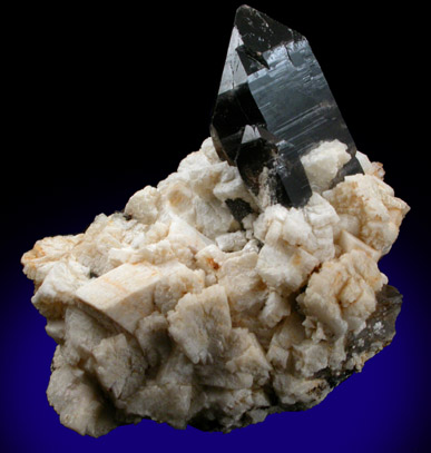 Quartz var. Smoky on Microcline from Moat Mountain, Hale's Location, Carroll County, New Hampshire