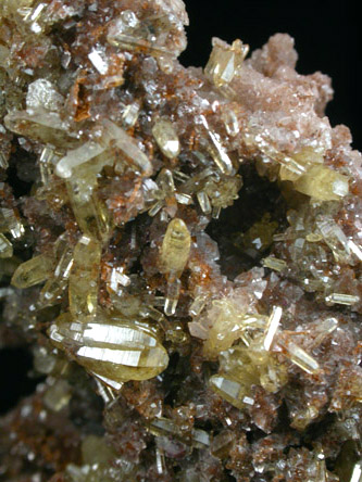 Mimetite on Smithsonite from Tsumeb Mine, Otavi-Bergland District, Oshikoto, Namibia