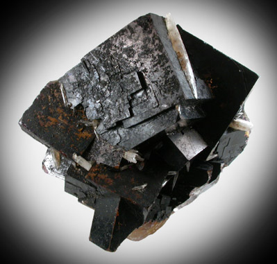 Fluorite coated with Bitumen plus Calcite from Minerva #1 Mine, Cave-in-Rock District, Hardin County, Illinois