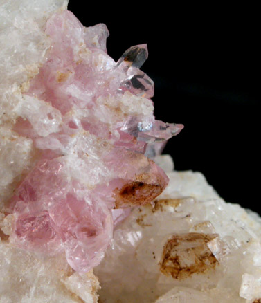 Quartz var. Rose Quartz crystals from Rose Quartz Locality, Plumbago Mountain, Oxford County, Maine