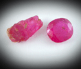 Corundum var. Ruby (crystals plus faceted gemstone) from Ratnapura, Sabaragamuwa Province, Sri Lanka