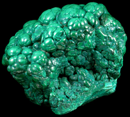 Malachite from Kolwezi Mining District, 240 km WNW of  Lubumbashi, Katanga Copperbelt, Lualaba Province, Democratic Republic of the Congo