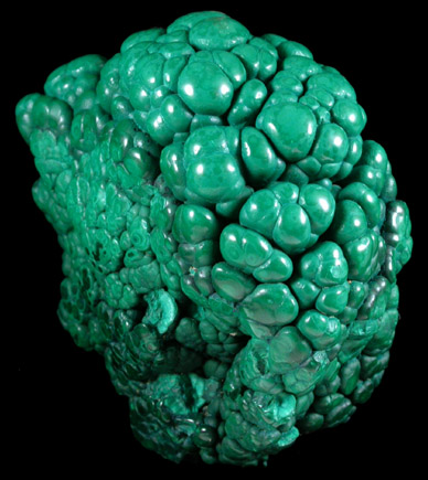 Malachite from Kolwezi Mining District, 240 km WNW of  Lubumbashi, Katanga Copperbelt, Lualaba Province, Democratic Republic of the Congo