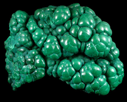 Malachite from Kolwezi Mining District, 240 km WNW of  Lubumbashi, Katanga Copperbelt, Lualaba Province, Democratic Republic of the Congo