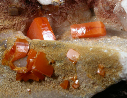 Wulfenite on Calcite from Ahumada Mine, Sierra de Los Lamentos, Chihuahua, Mexico