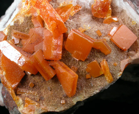 Wulfenite on Calcite from Ahumada Mine, Sierra de Los Lamentos, Chihuahua, Mexico