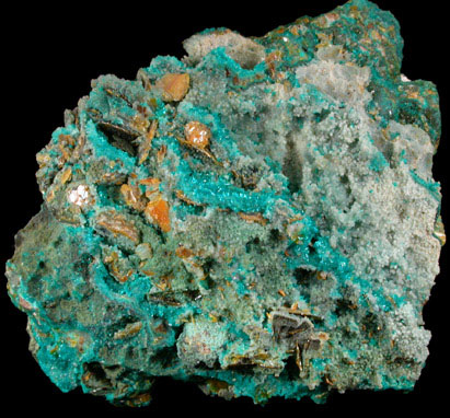 Dioptase, Wulfenite, Willemite from Mammoth Mine, Tiger District, Pinal County, Arizona