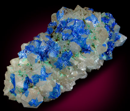 Linarite on Quartz from Blanchard Mine, Hansonburg District, 8.5 km south of Bingham, Socorro County, New Mexico