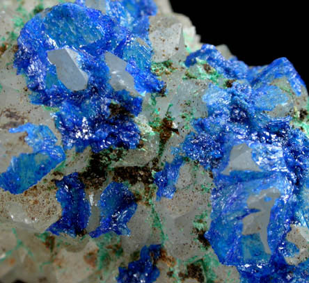 Linarite on Quartz from Blanchard Mine, Hansonburg District, 8.5 km south of Bingham, Socorro County, New Mexico