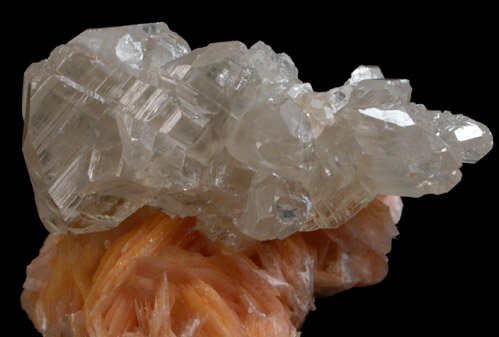 Cerussite on Barite from Mibladen, Haute Moulouya Basin, Zeida-Aouli-Mibladen belt, Midelt Province, Morocco