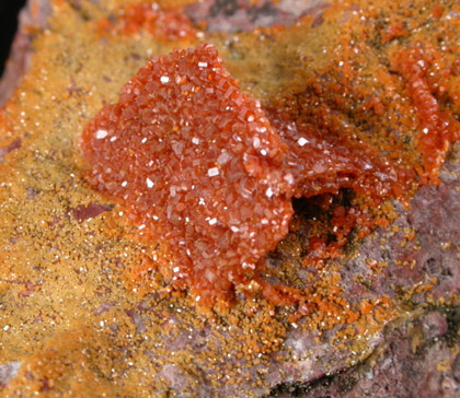 Vanadinite pseudomorphs after Wulfenite from Rowley Mine, 20 km northwest of Theba, Painted Rock Mountains, Maricopa County, Arizona