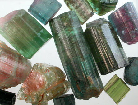 Elbaite Tourmaline (set of 13 crystals) from Minas Gerais, Brazil