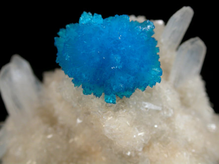 Cavansite with Stilbite on Quartz from Wagholi Quarry, Maharashtra, India