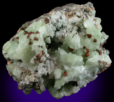 Copper and Prehnite from Iroquois Mine, 3.5 km northeast of Ahmeek, Keweenaw County, Michigan