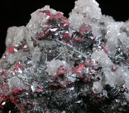 Cinnabar, Stibnite, Quartz from near Hydercahn, Fergana Basin, Kyrgyzstan