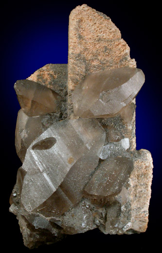 Orthoclase var. Manebach Twin with Smoky Quartz from Tanokamiyama, Omi, Shiga, Japan