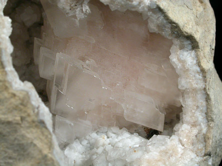 Calcite in Quartz Geode from Hamilton, Hancock County, Illinois