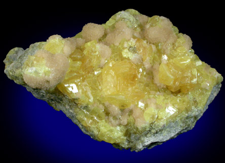 Sulfur and Aragonite from Sicily, Italy