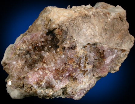 Quartz var. Rose Quartz Crystals with Hydroxyl-herderite from Rose Quartz Locality, Plumbago Mountain, Oxford County, Maine