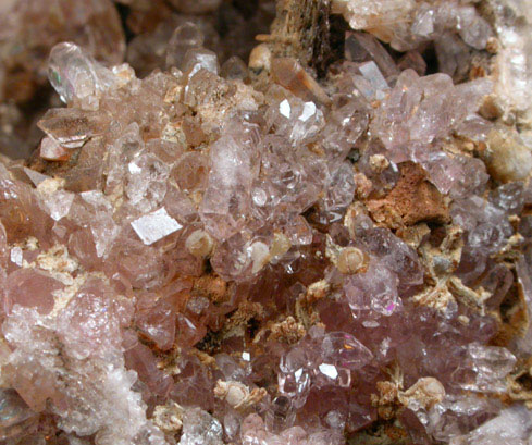 Quartz var. Rose Quartz Crystals with Hydroxyl-herderite from Rose Quartz Locality, Plumbago Mountain, Oxford County, Maine