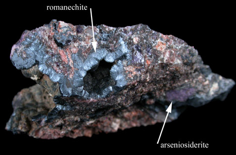 Romanèchite with Arseniosiderite from Romanèche-Thorins, Mâcon, Saône et Loire, France (Type Locality for Romanèchite and Arseniosiderite)