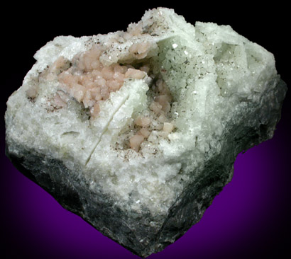 Orthoclase var. Adularia on Datolite with Stilpnomelane from Route 72, Ellis Street Exit, New Britain, Hartford County, Connecticut