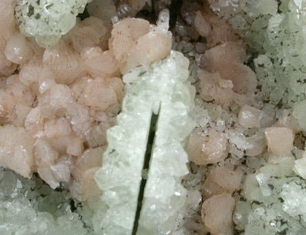 Orthoclase var. Adularia on Datolite with Stilpnomelane from Route 72, Ellis Street Exit, New Britain, Hartford County, Connecticut