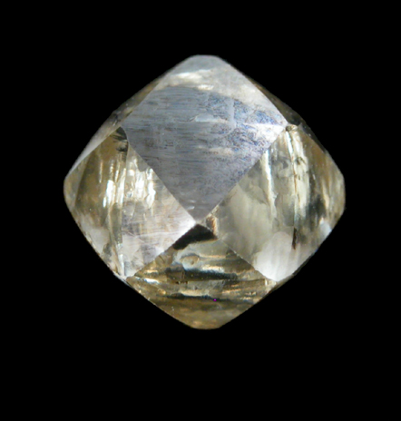 Diamond (1.11 carat yellow flattened dodecahedral crystal) from Letlhakane Mine, south of the Makgadikgadi Pans, Botswana