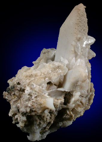 Calcite on Quartz pseudomorph after Danburite from Charcas District, San Luis Potosi, Mexico