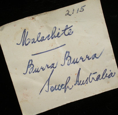 Malachite from Burra Burra, north of Adelaide, South Australia, Australia