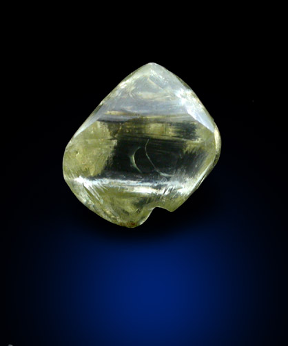 Diamond (1.07 carat yellow-green octahedral crystal) from Orapa Mine, south of the Makgadikgadi Pans, Botswana