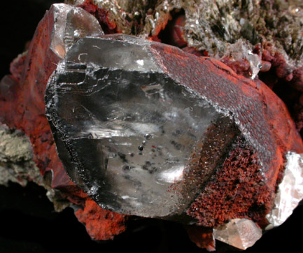 Hematite on Calcite from Faraday Mine, Bancroft, Ontario, Canada