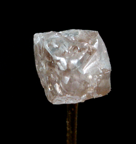 Diamond (0.75 carat pale pink-brown complex crystal) from Kelsey Lake Diamond Mine, Stateline District, Larimer County, Colorado