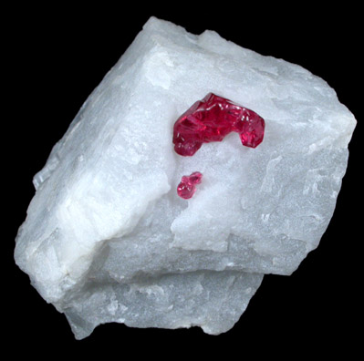 Spinel in marble from Mogok District, 115 km NNE of Mandalay, Mandalay Division, Myanmar (Burma)