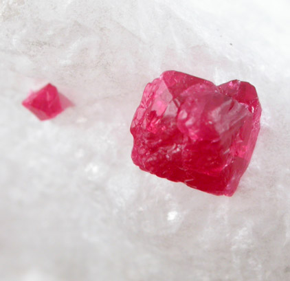 Spinel in marble from Mogok District, 115 km NNE of Mandalay, Mandalay Division, Myanmar (Burma)