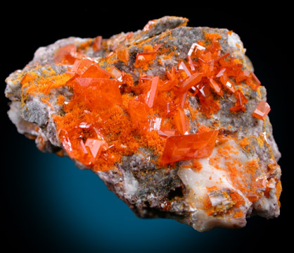 Wulfenite with Mimetite from Rowley Mine, 20 km northwest of Theba, Painted Rock Mountains, Maricopa County, Arizona