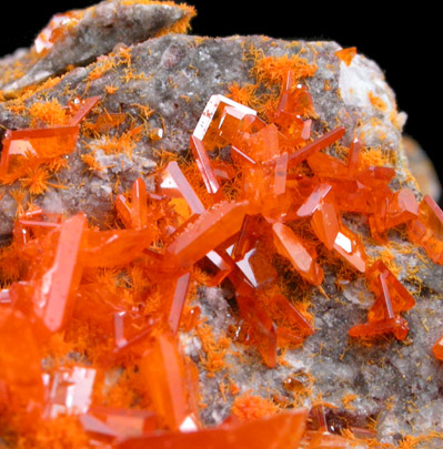 Wulfenite with Mimetite from Rowley Mine, 20 km northwest of Theba, Painted Rock Mountains, Maricopa County, Arizona