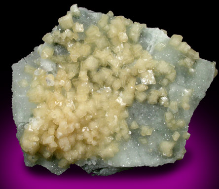 Calcite on Prehnite from Gainesville Quarry, Prince William County, Virginia