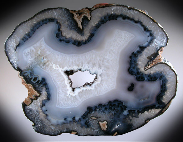 Quartz var. Agate (polished slice of an agate nodule) from Rio Grande do Sul, Brazil