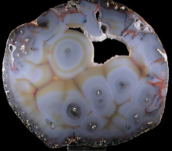 Quartz var. Agate (polished slice of an agate nodule) from Rio Grande do Sul, Brazil