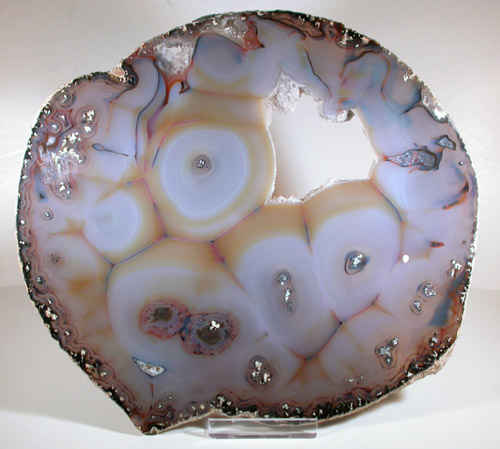 Quartz var. Agate (polished slice of an agate nodule) from Rio Grande do Sul, Brazil