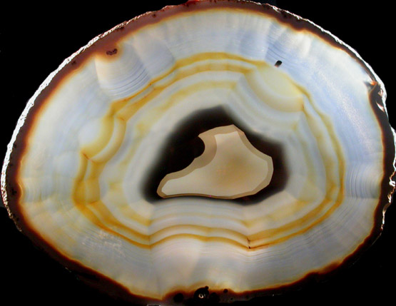 Quartz var. Agate (polished slice of an agate nodule) from Rio Grande do Sul, Brazil