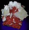 Apophyllite and Stilbite-Ca on red Heulandite from Mirzapur, Uttar Pradesh, India