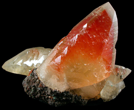 Calcite with red internal phantom from Red Phantom Pocket, Fletcher Mine, Reynolds County, Missouri