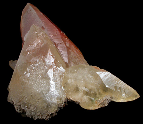 Calcite with red internal phantom from Red Phantom Pocket, Fletcher Mine, Reynolds County, Missouri