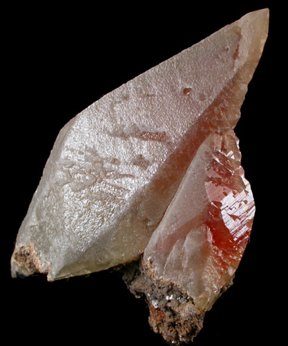 Calcite with red internal phantom from Red Phantom Pocket, Fletcher Mine, Reynolds County, Missouri