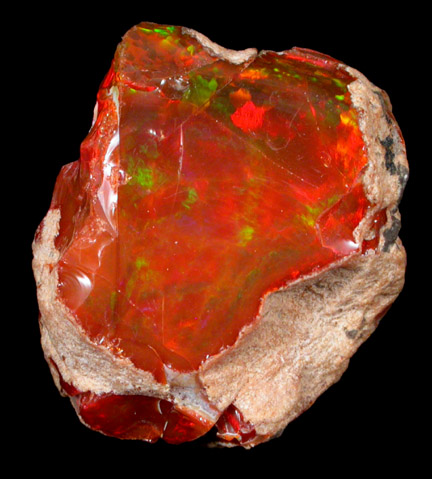 Opal var. Precious Opal (Fire Opal) from near Mezezo, Shewa (also Shoa or Showa) Plateau, Amhara, Ethiopia