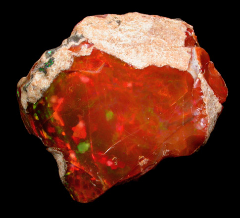 Opal var. Precious Opal (Fire Opal) from near Mezezo, Shewa (also Shoa or Showa) Plateau, Amhara, Ethiopia