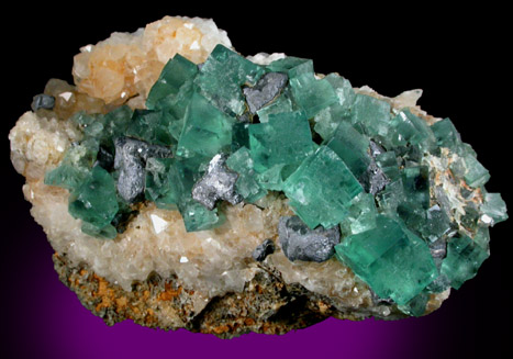 Fluorite, Galena, Quartz from Rogerley Mine, Frosterley, County Durham, England