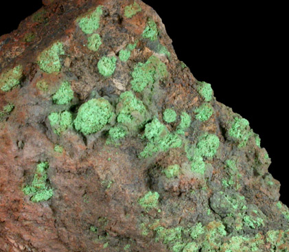 Chenevixite pseudomorphs after Cuprite from Volcano-Sunnyside Mine, Harshaw District, Santa Cruz County, Arizona